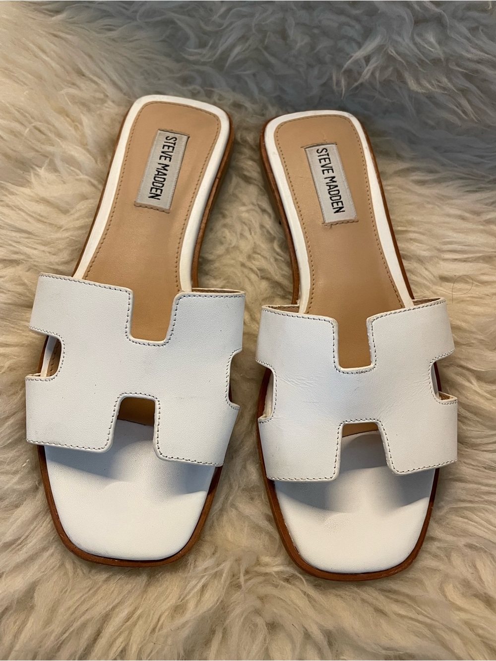 Steve Madden Haydn White Leather Sandals Size 7